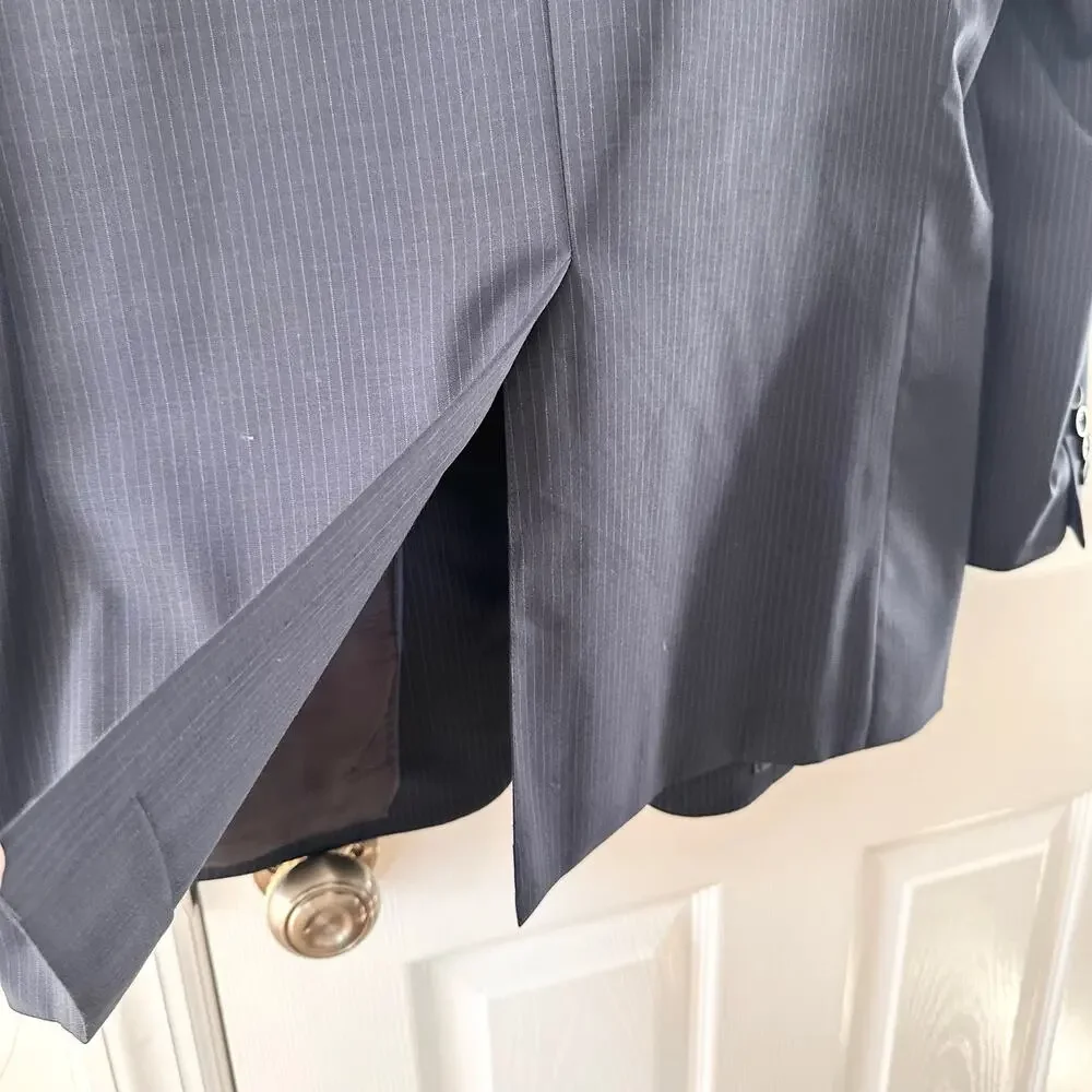 Brooks Brothers Brookscool Navy Blue Pinstripe Fitzgerald Full Canvas Blazer 42R